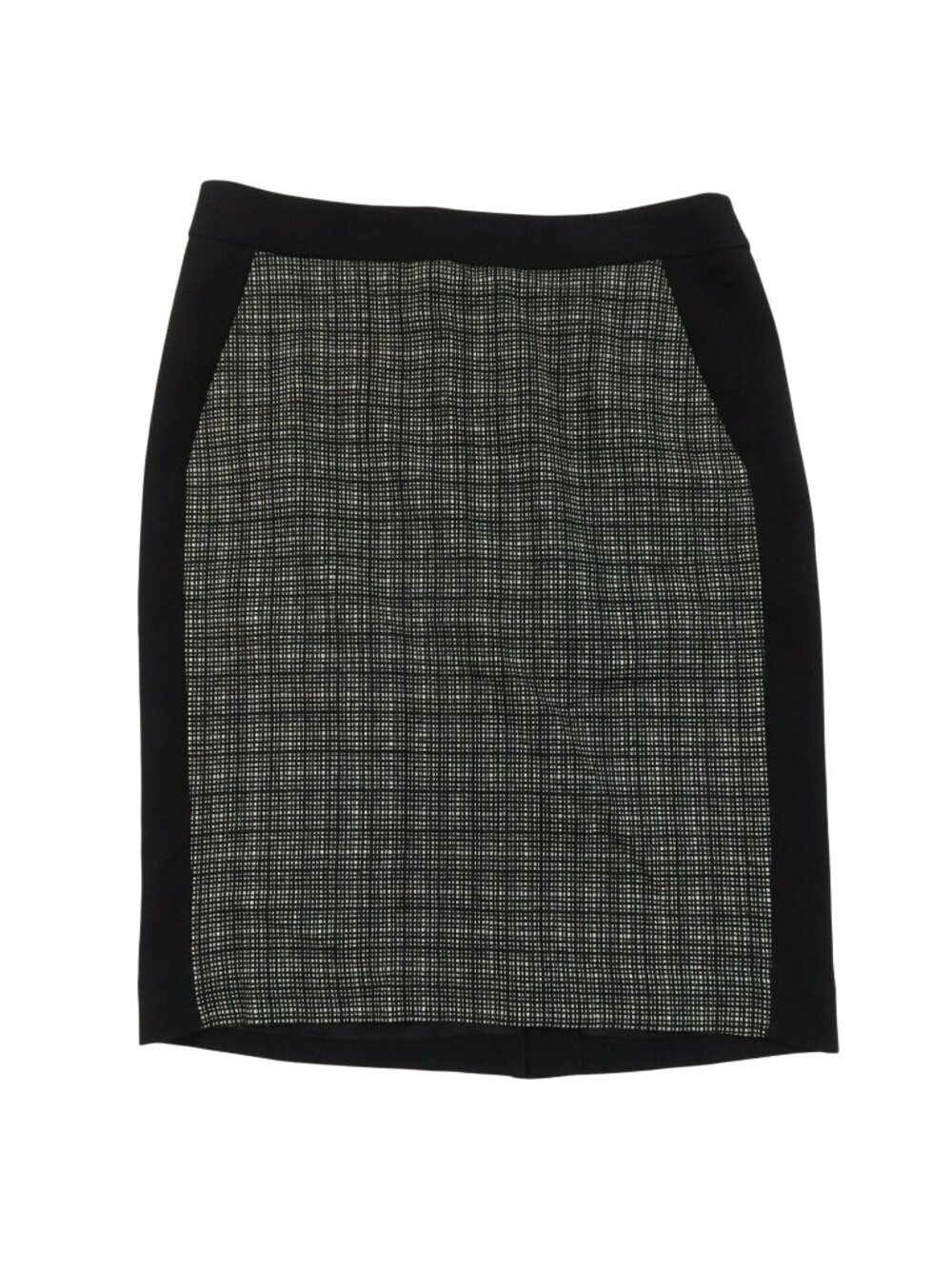 TALBOTS Black White Microcheck Wool Tweed Panel Lined Pencil Skirt Size 6 NWT